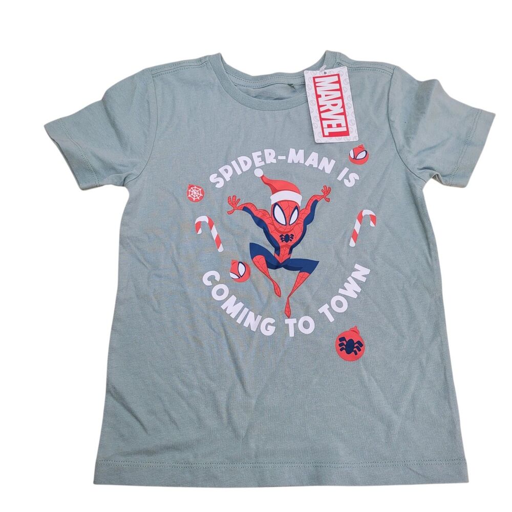 Marvel Spider-Man Boys Short Sleeve Graphic Tee Green Size 4 New
